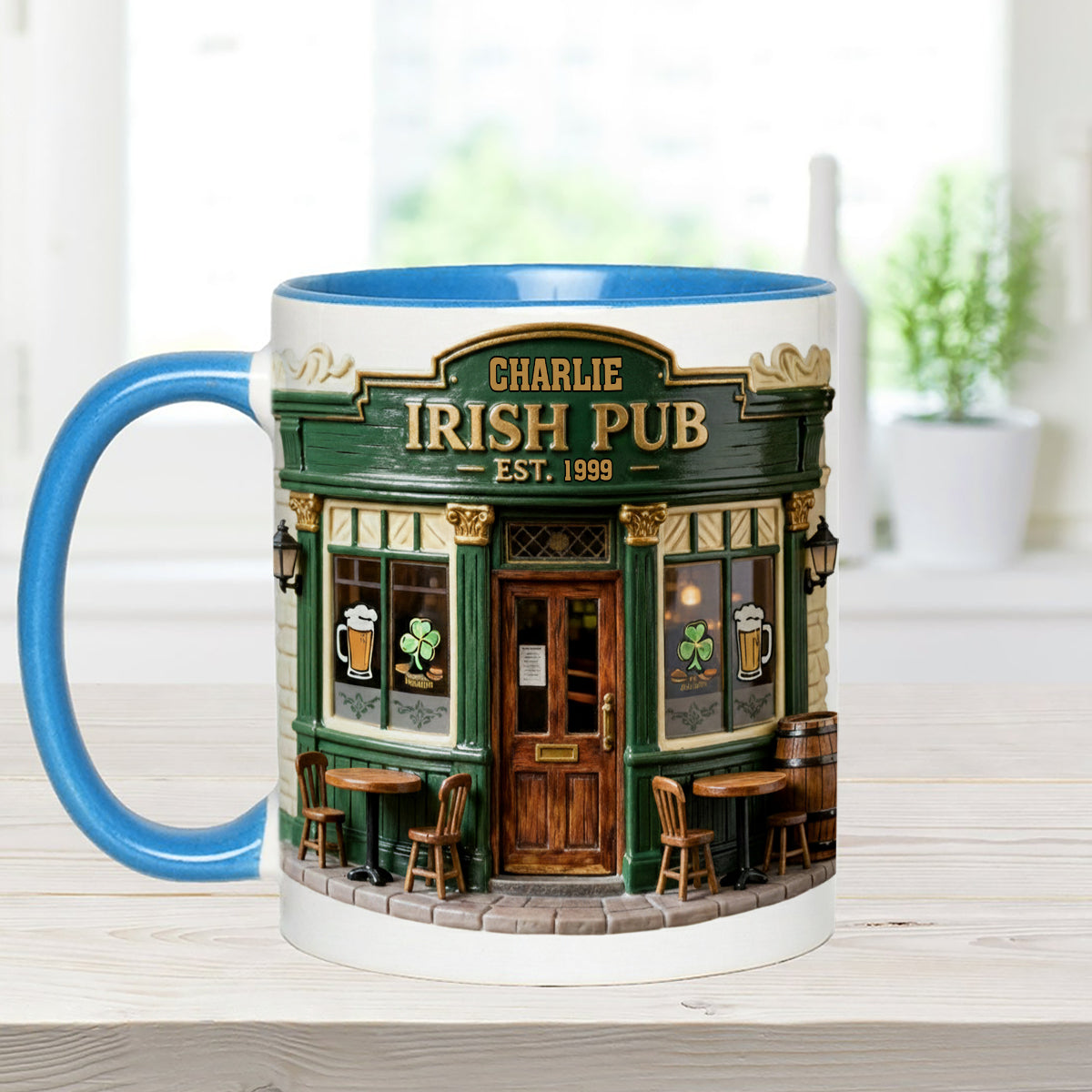 Irish Pub - Personalized Irish Set Accent Mug with Acrylic Stirrers
