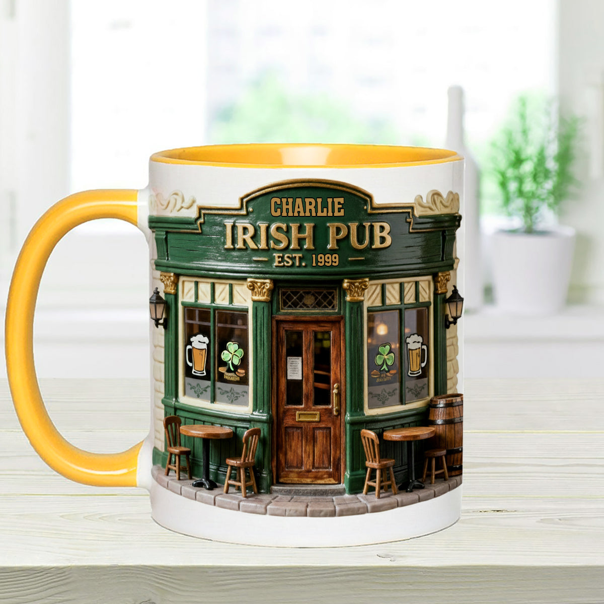 Irish Pub - Personalized Irish Set Accent Mug with Acrylic Stirrers