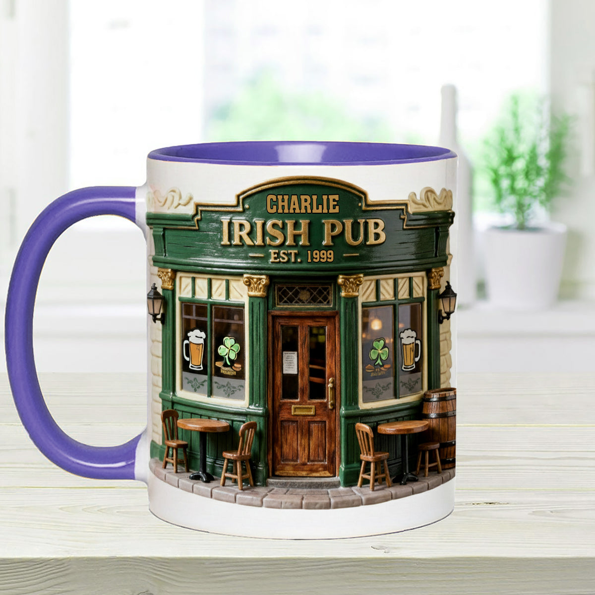 Irish Pub - Personalized Irish Set Accent Mug with Acrylic Stirrers