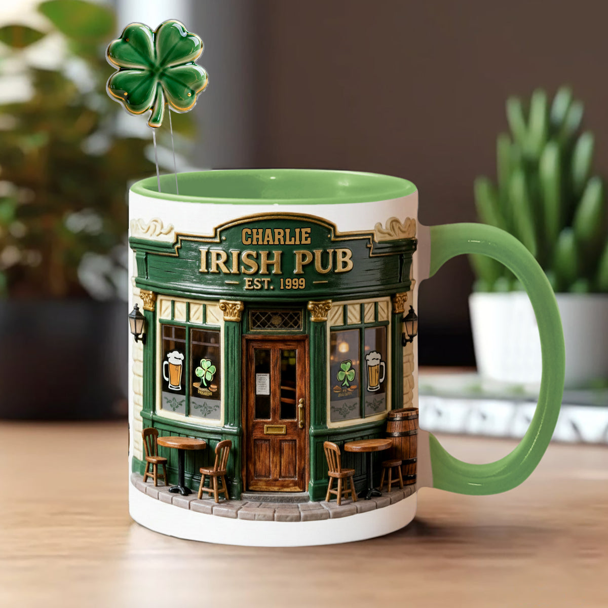 Irish Pub - Personalized Irish Set Accent Mug with Acrylic Stirrers