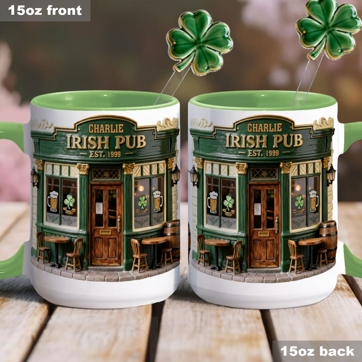 Irish Pub - Personalized Irish Set Accent Mug with Acrylic Stirrers