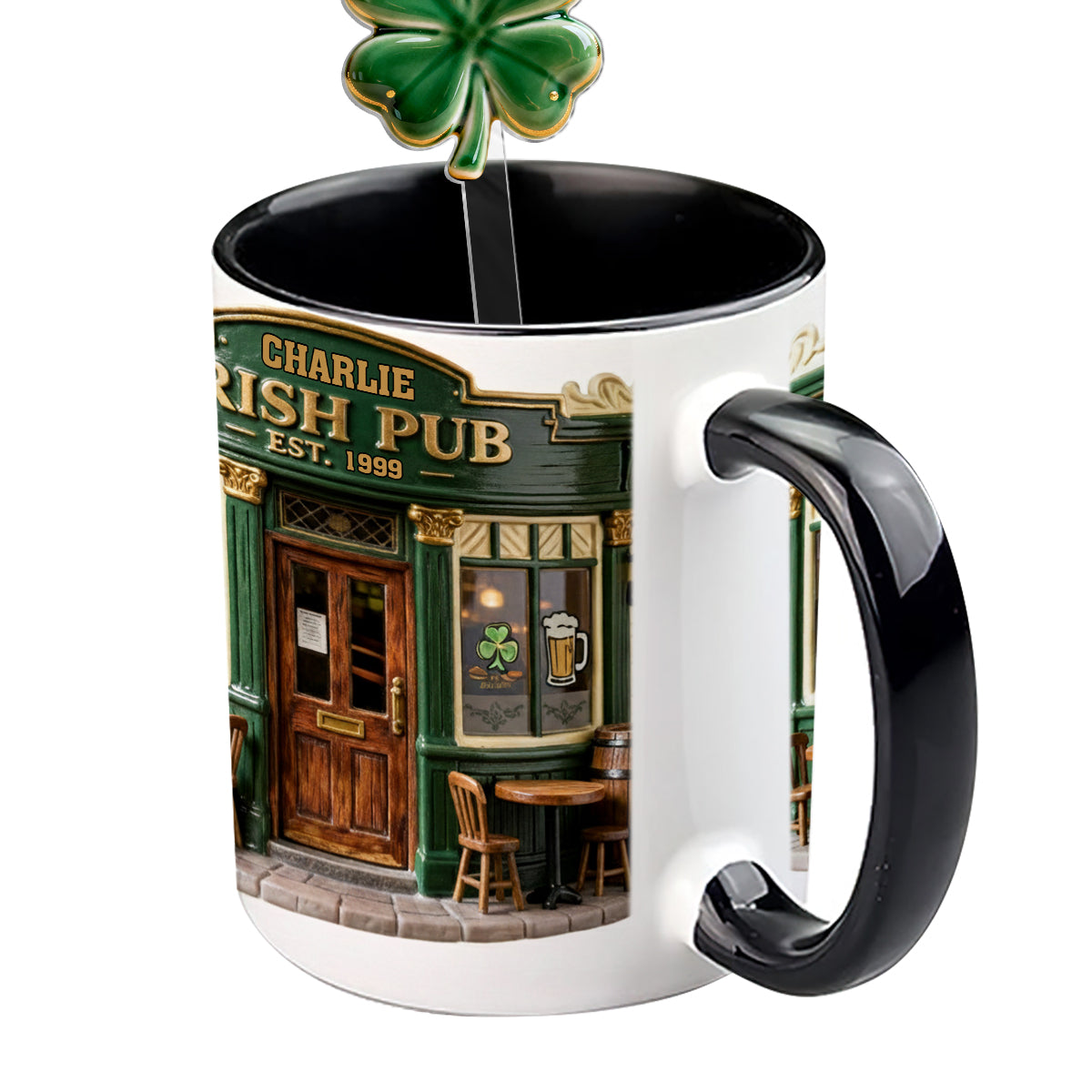 Irish Pub - Personalized Irish Set Accent Mug with Acrylic Stirrers