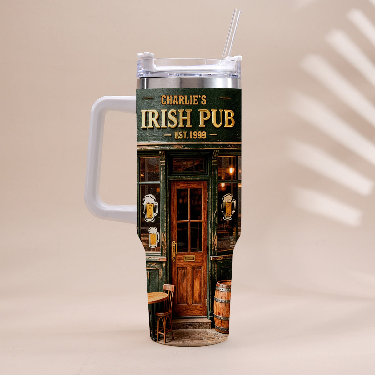 Irish Pub - Personalized Irish Tumbler With Handle
