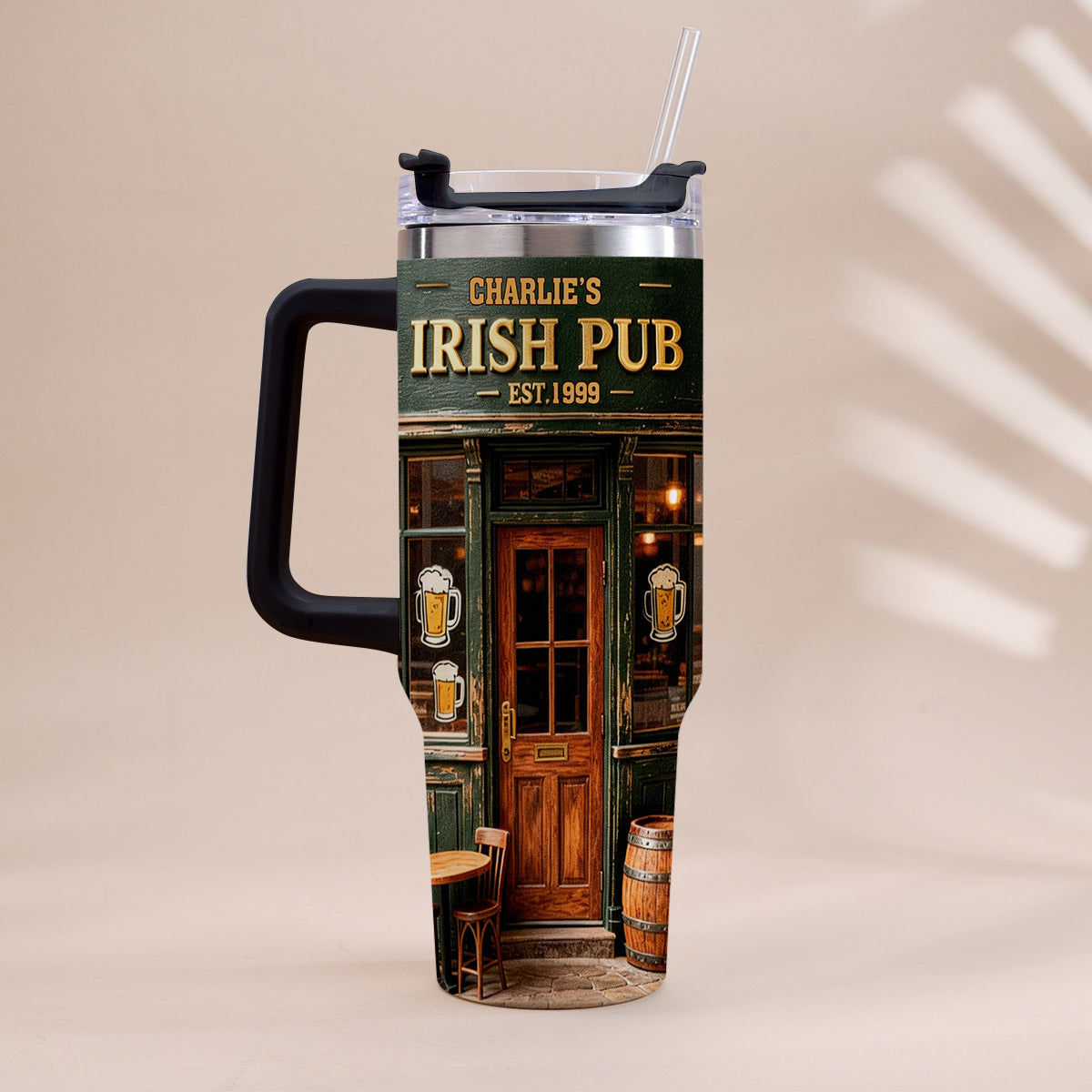 Irish Pub - Personalized Irish Tumbler With Handle