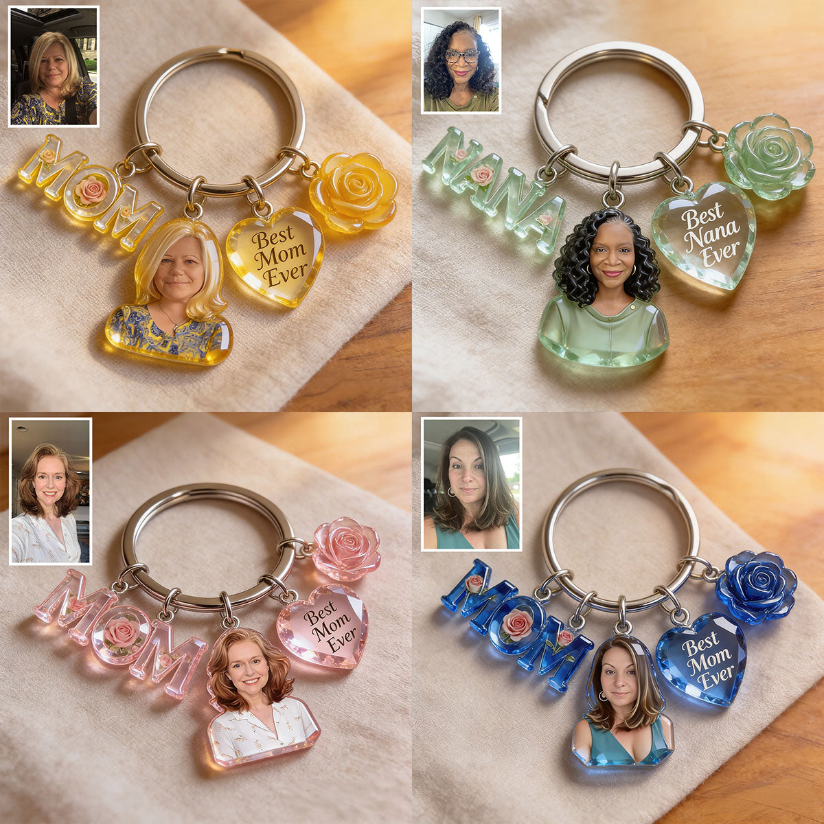 Custom Any Photo Best Gift For Mom, Grandma - Personalized Mother Keychain With Charms