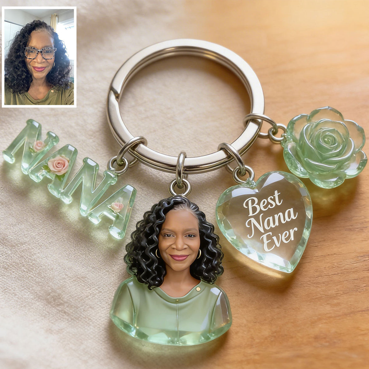 Custom Any Photo Best Gift For Mom, Grandma - Personalized Mother Keychain With Charms
