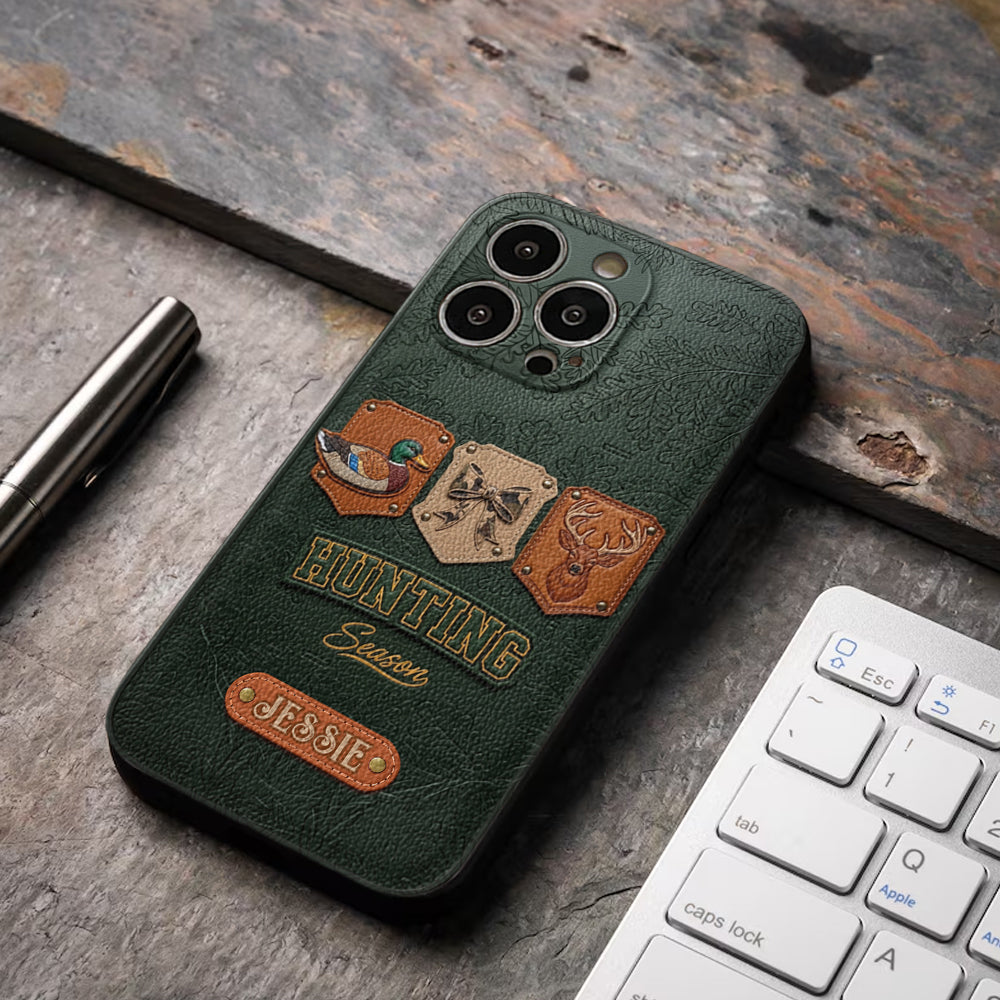 Hunting Season - Personalized Hunting Leather Phone Case