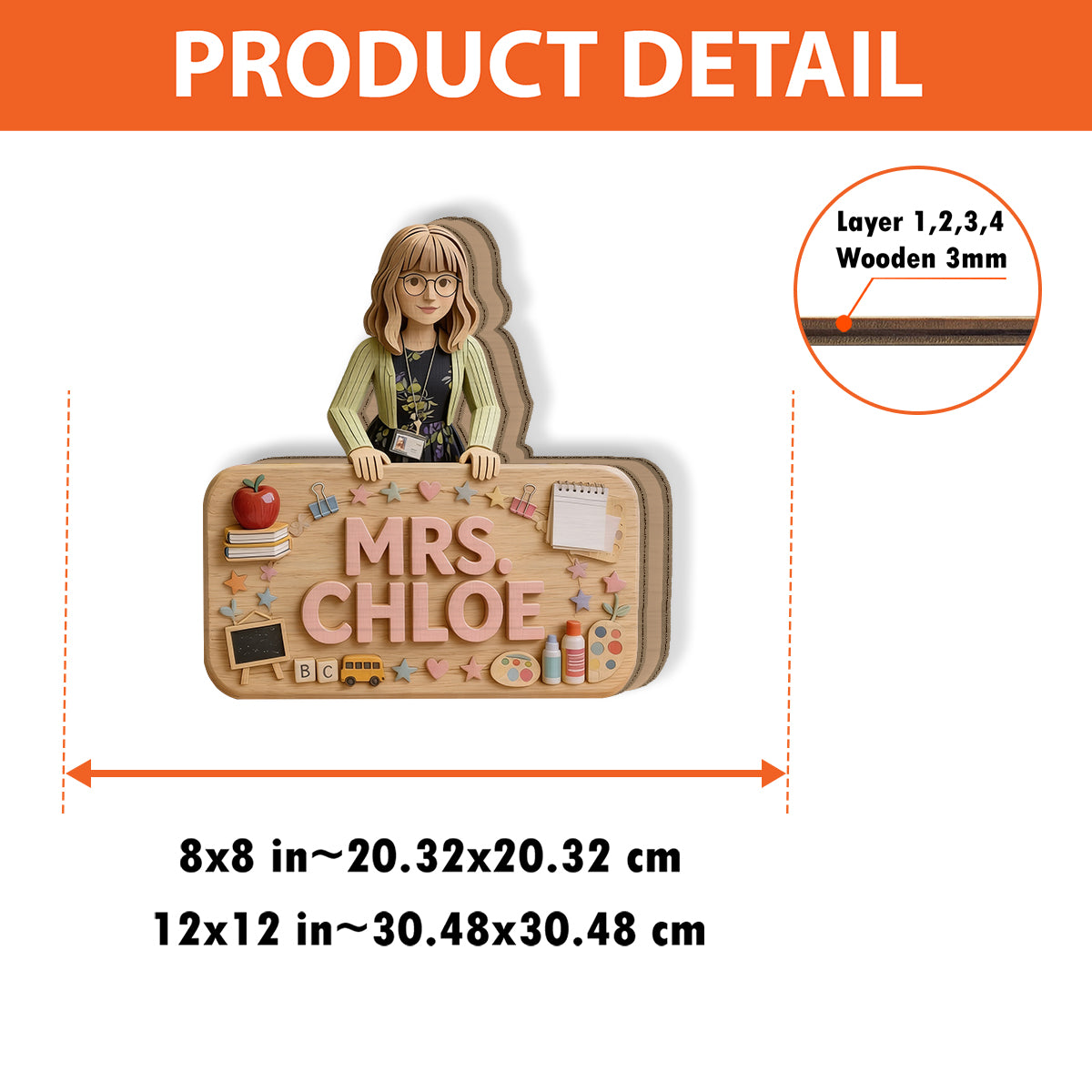Back To School - Personalized Teacher Wooden Desk Organizer