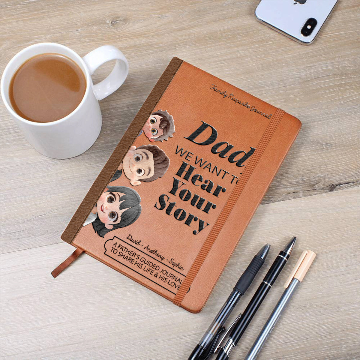 Dad, We Want to Hear Your Story - Personalized Father Leather Journal