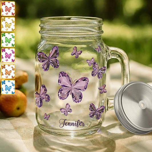 Love Butterflies - Personalized Butterfly Mason Jar Cup