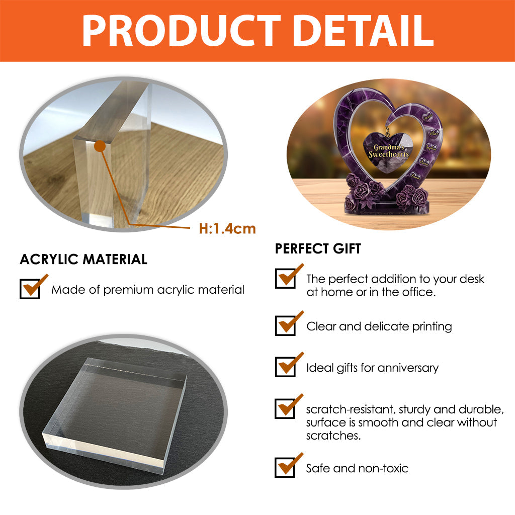 Grandma's Sweethearts - Personalized Grandma Custom Shaped Acrylic Plaque