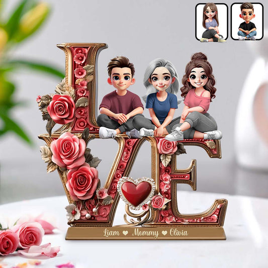 Love Mom - Personalized Mother Custom Shaped Acrylic Plaque