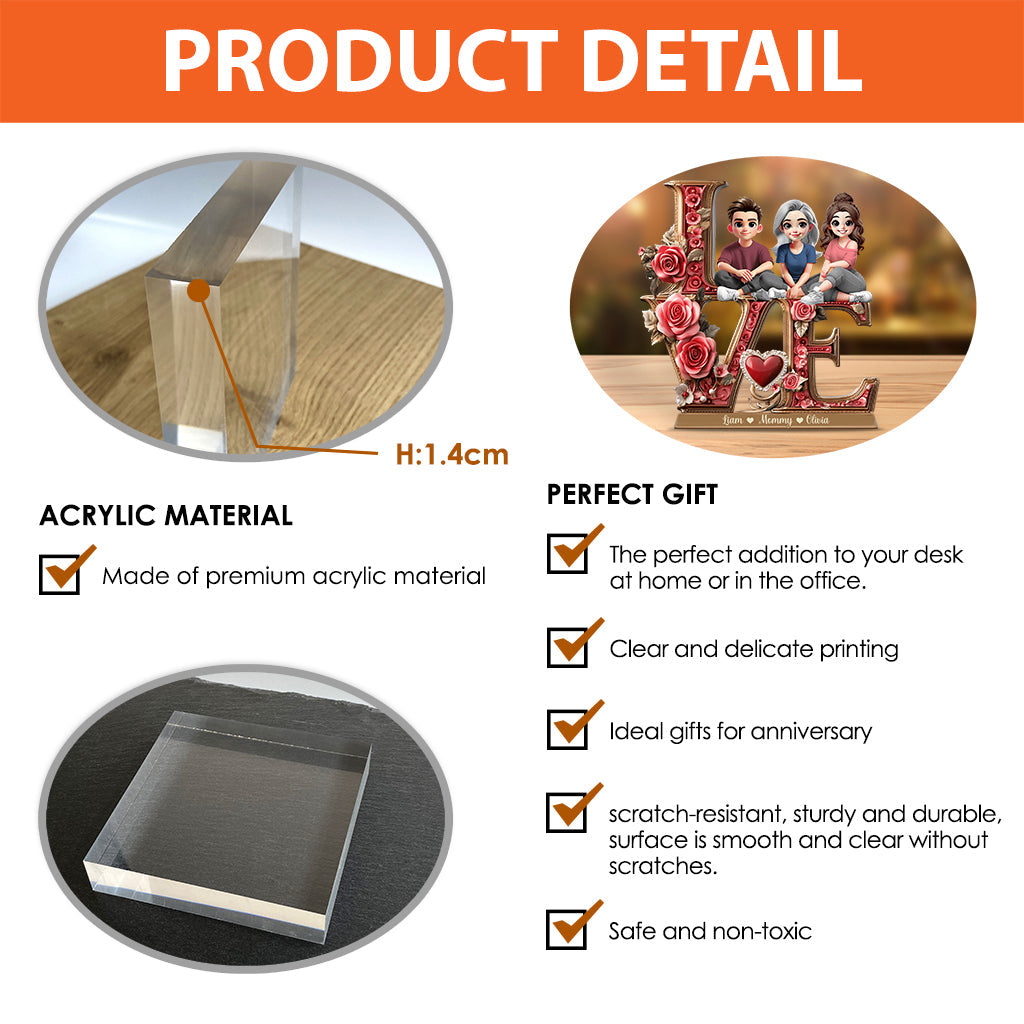 Love Mom - Personalized Mother Custom Shaped Acrylic Plaque