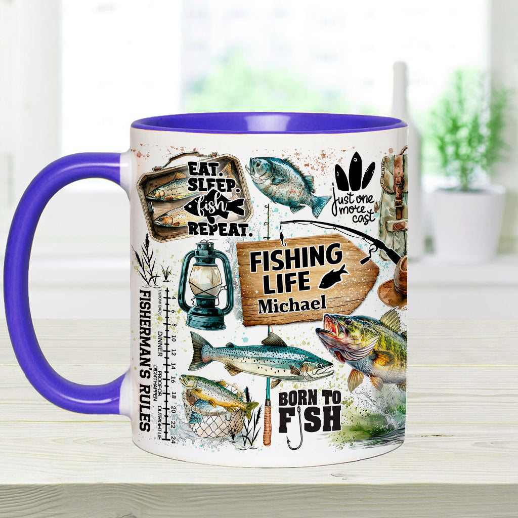 Just One More Cast - Personalized Fishing Accent Mug