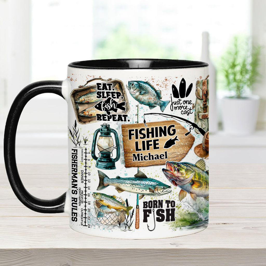 Just One More Cast - Personalized Fishing Accent Mug
