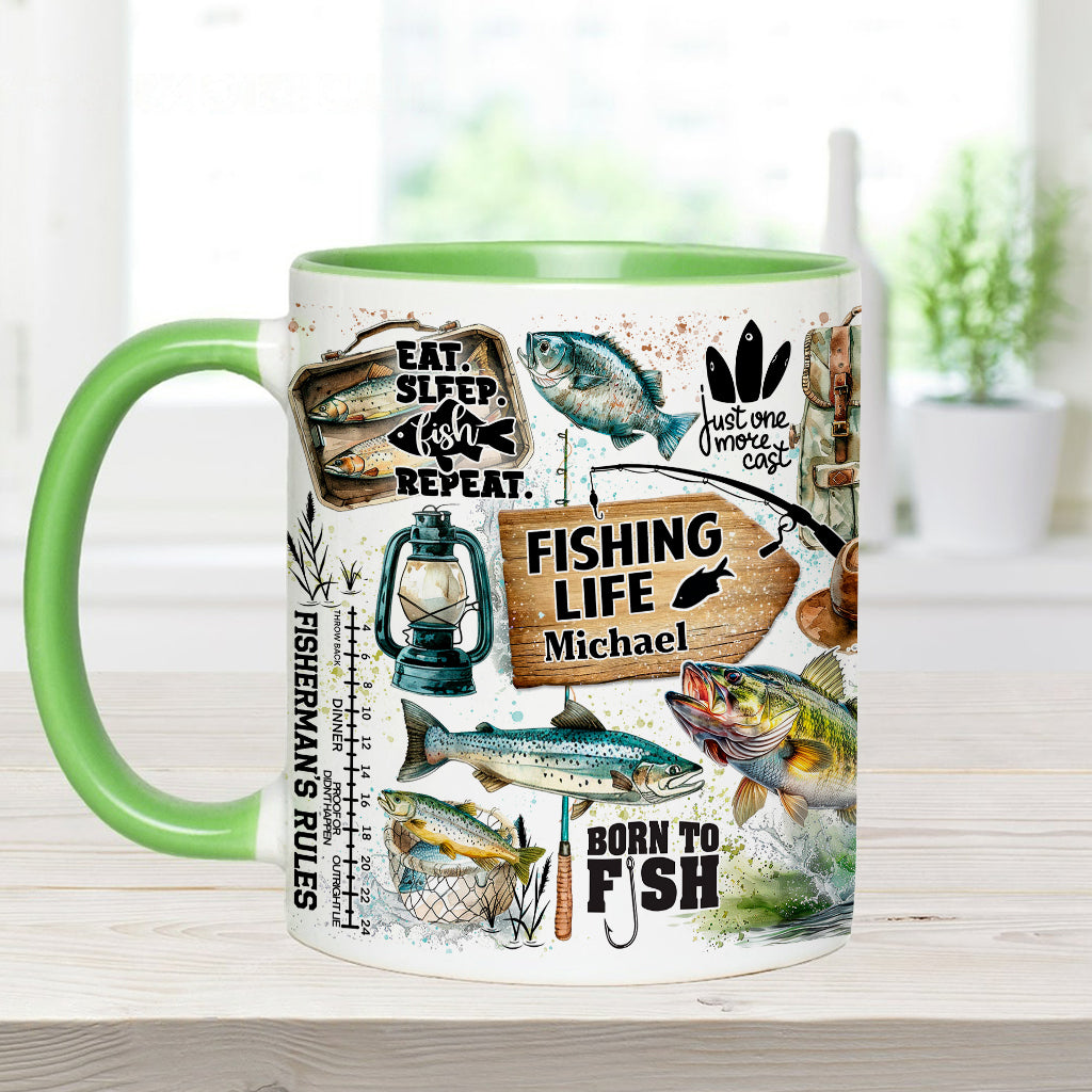 Just One More Cast - Personalized Fishing Accent Mug