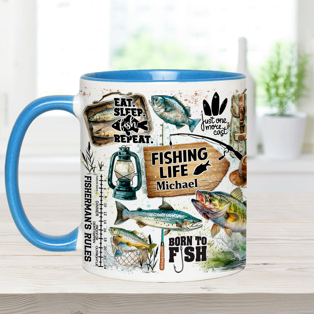 Just One More Cast - Personalized Fishing Accent Mug