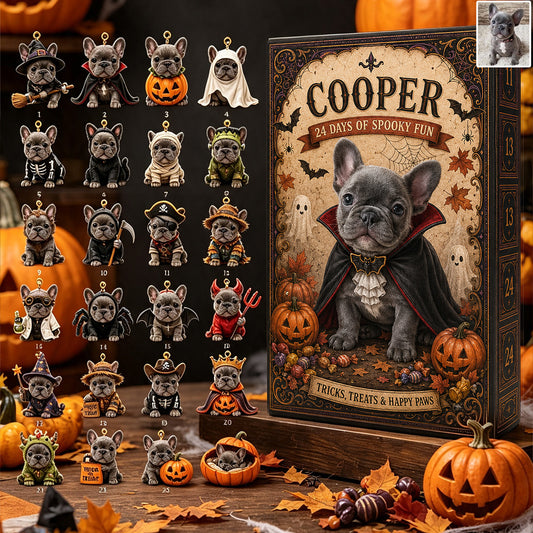 24 Days Of Spooky Fun - Personalized Dog Advent Calendar With Ornaments