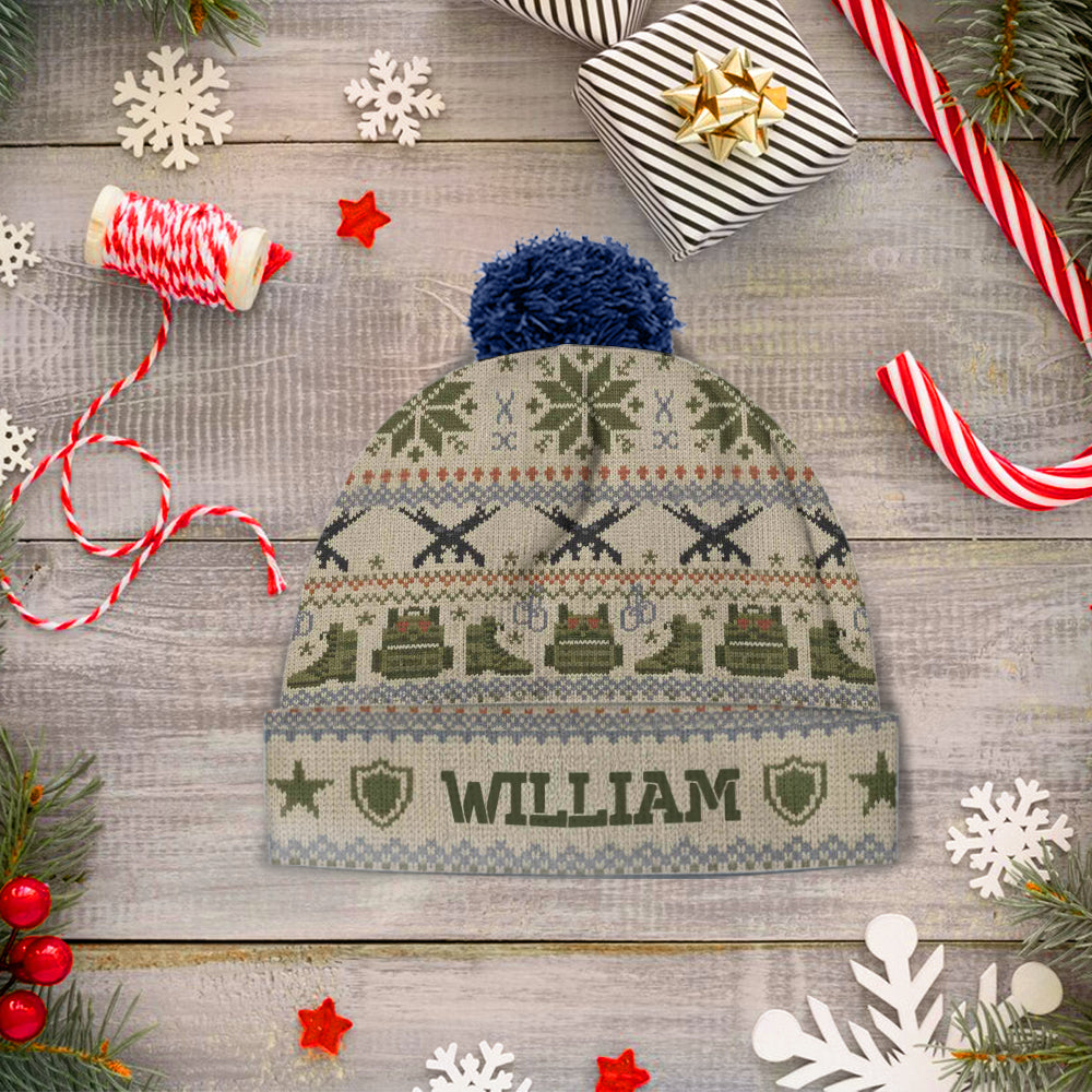 Camouflage Military - Personalized Veteran Beanie Hat