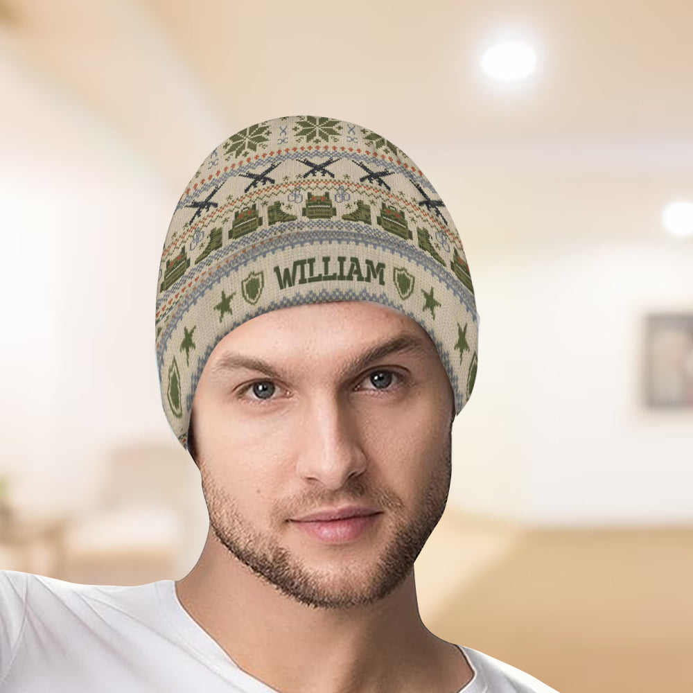 Camouflage Military - Personalized Veteran Beanie Hat
