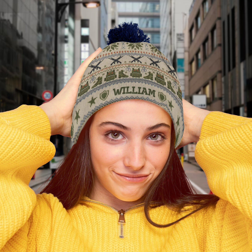 Camouflage Military - Personalized Veteran Beanie Hat