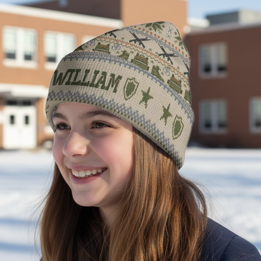 Camouflage Military - Personalized Veteran Beanie Hat