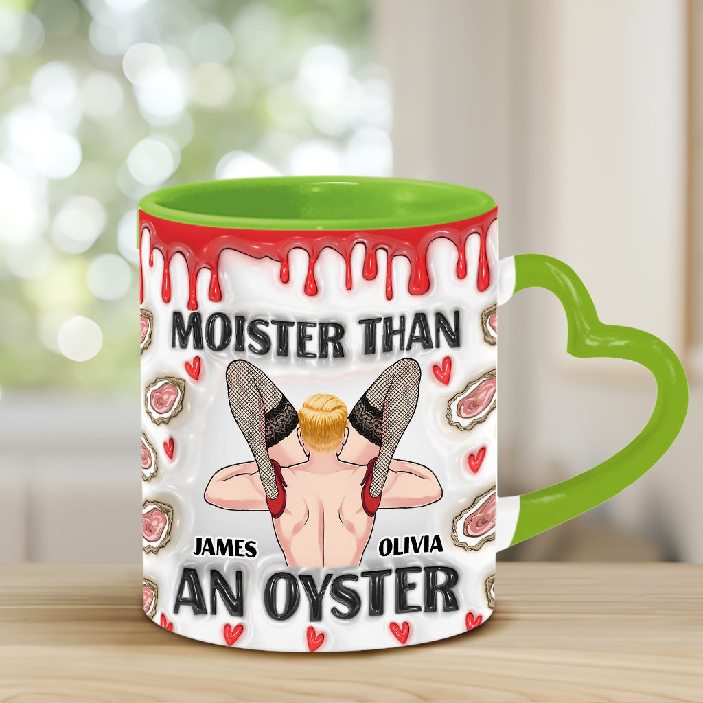 Moister Than An Oyster - Personalized Couple Heart Handle Mug