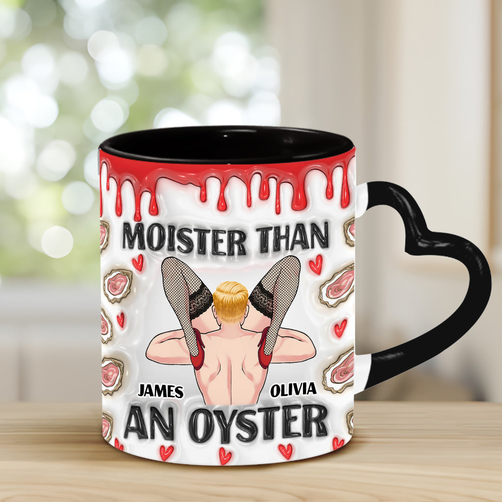 Moister Than An Oyster - Personalized Couple Heart Handle Mug