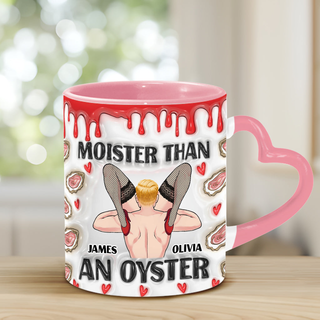 Moister Than An Oyster - Personalized Couple Heart Handle Mug