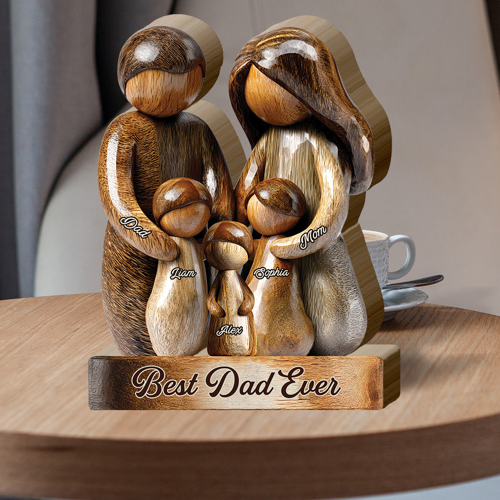 Best Dad Ever - Personalized Father Shaped Wooden Puzzle