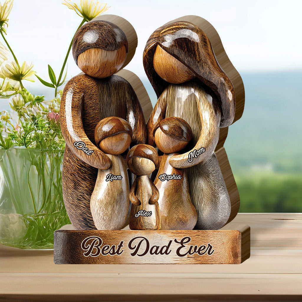 Best Dad Ever - Personalized Father Shaped Wooden Puzzle