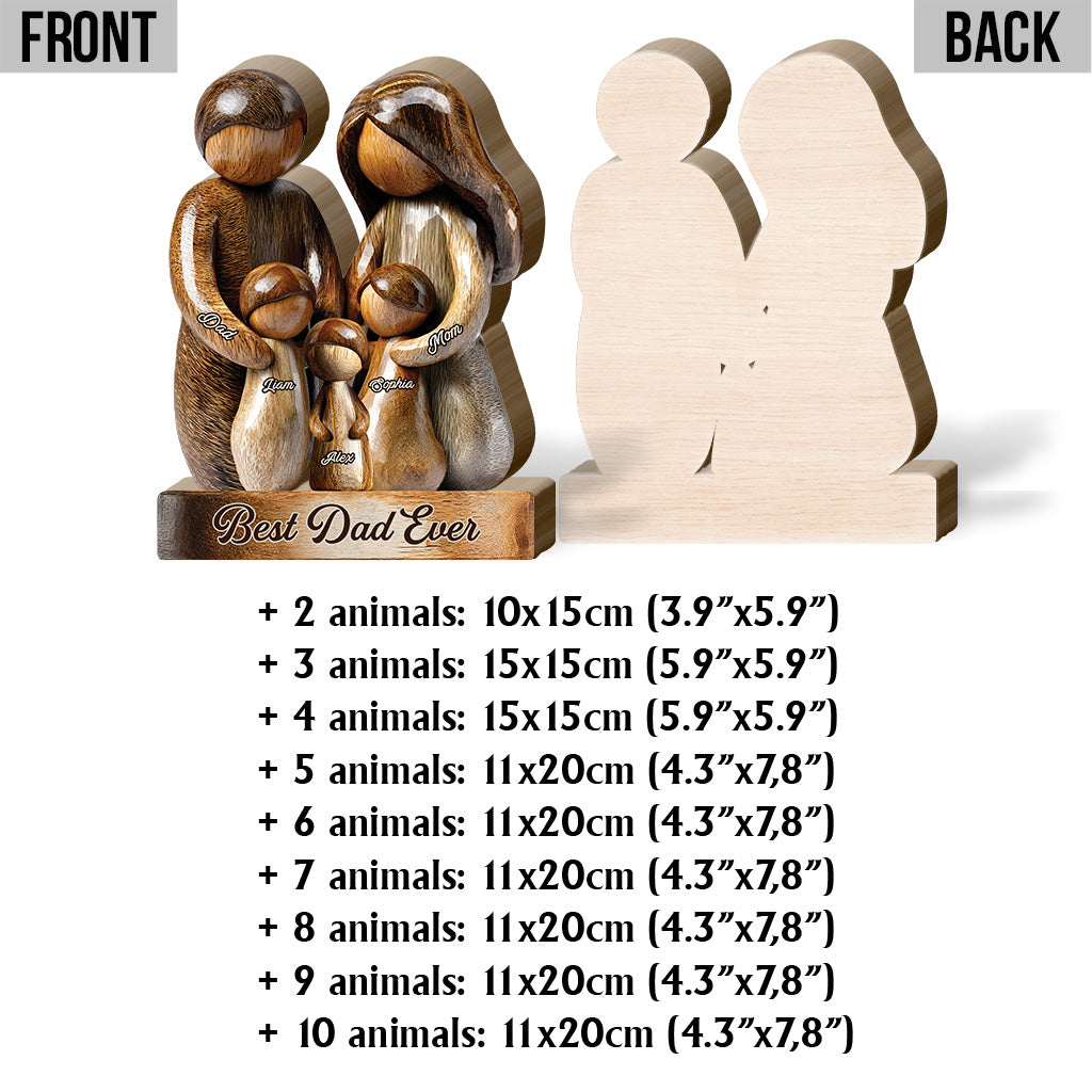 Best Dad Ever - Personalized Father Shaped Wooden Puzzle