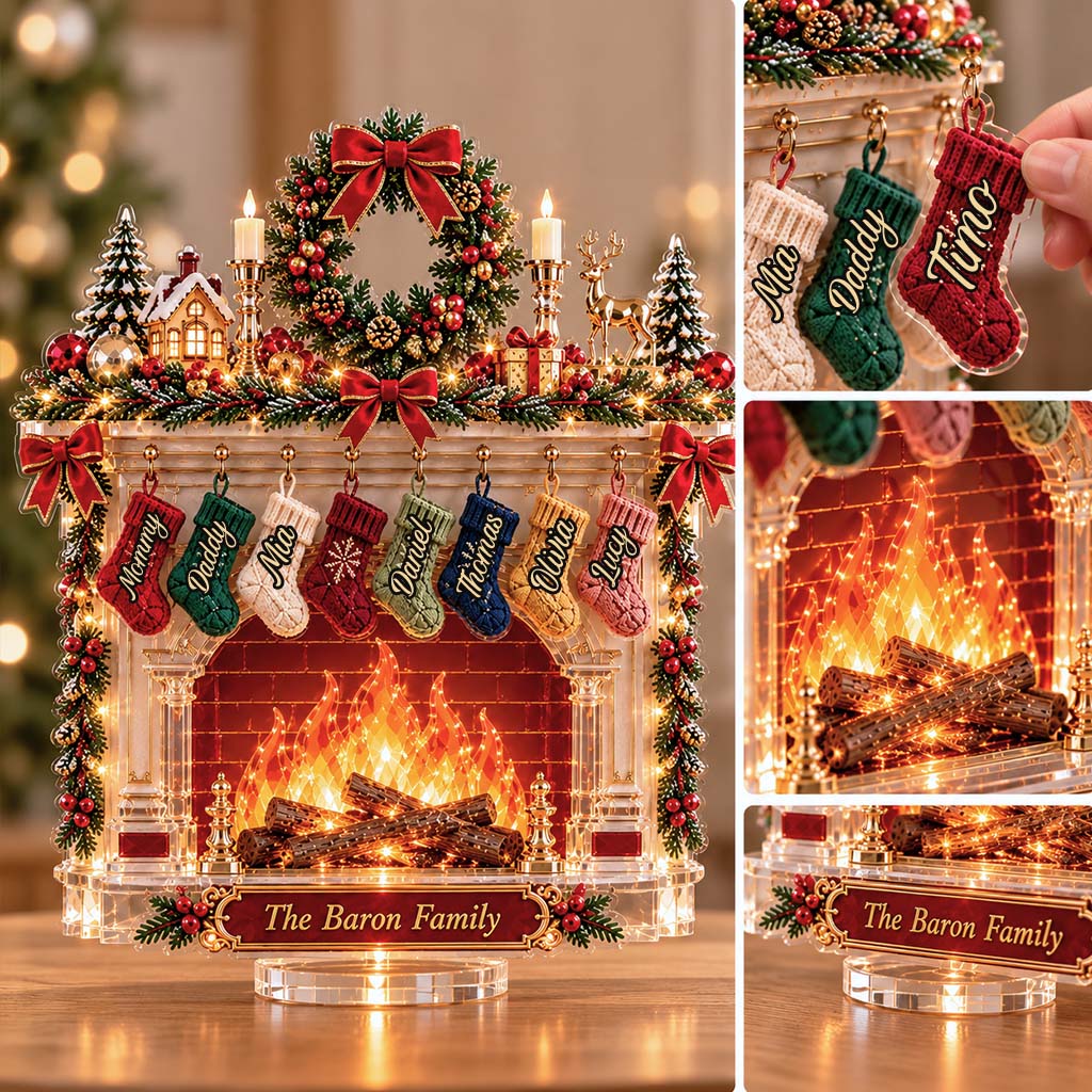 Family Stockings - Personalized Family Light Up Standee With Charms