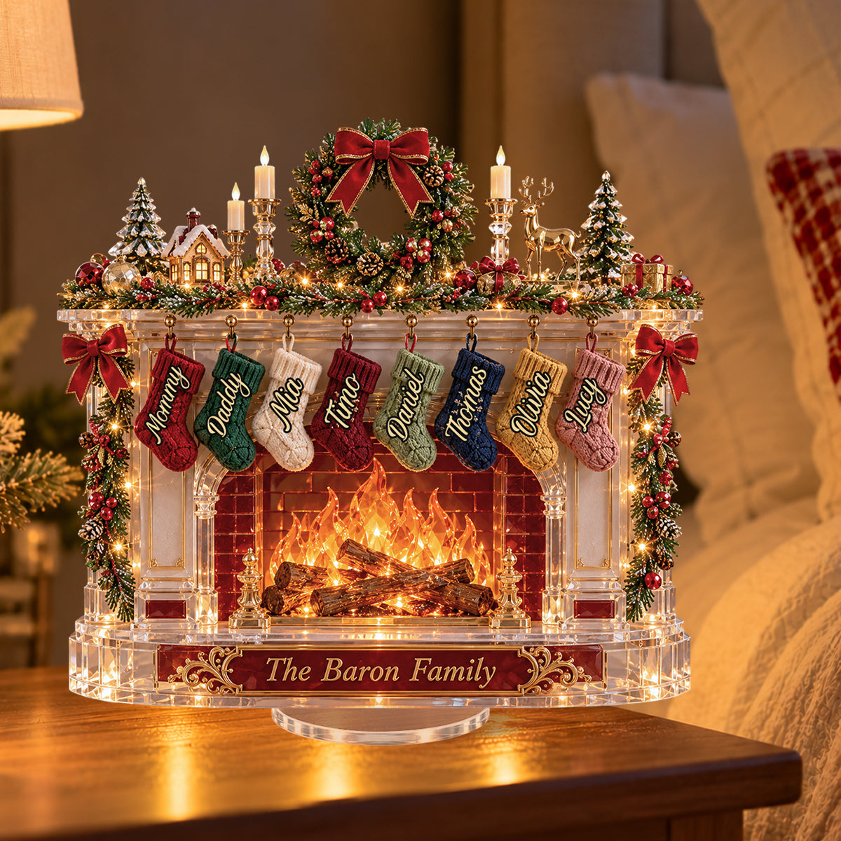 Family Stockings - Personalized Family Light Up Standee With Charms