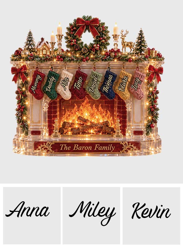 Family Stockings - Personalized Family Light Up Standee With Charms
