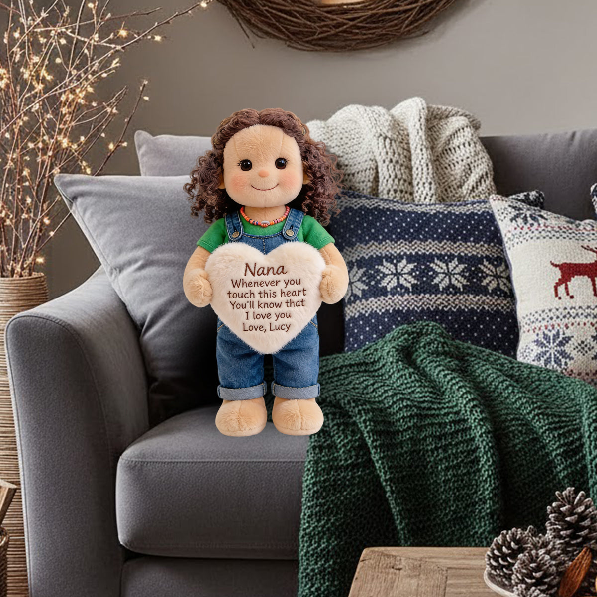 Custom From Any Photo - Personalized Grandma Faux Fur Shaped Pillow