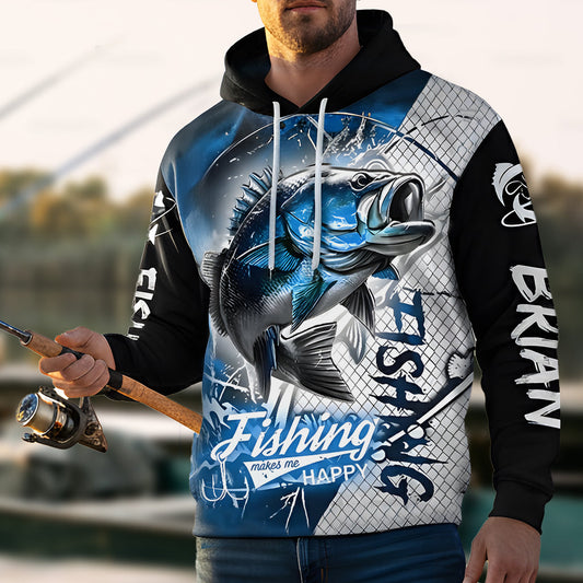 Fishing Make Me Happy - Personalized Fishing All Over Shirt