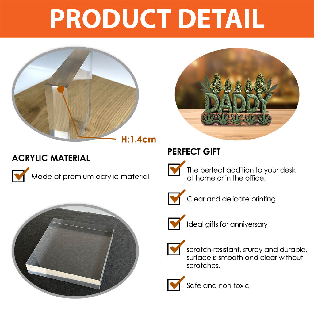 Daddy's Lil Buds - Personalized Father Custom Shaped Acrylic Plaque