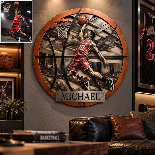 Custom Metal Sign For Basketball Any Sport - Personalized Basketball 3D Printed Cut Metal Sign