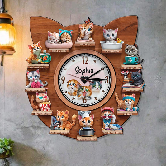 The Purfect Day - Personalized Cat LED Light Wall Clock