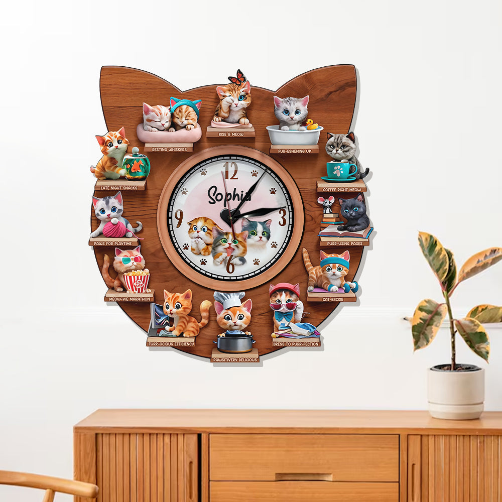 The Purfect Day - Personalized Cat LED Light Wall Clock
