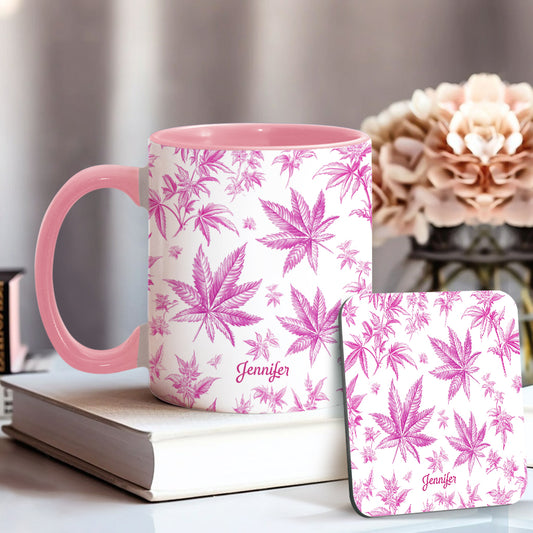 Pink Toil Marijuana Pattern - Personalized Weed Accent Mug