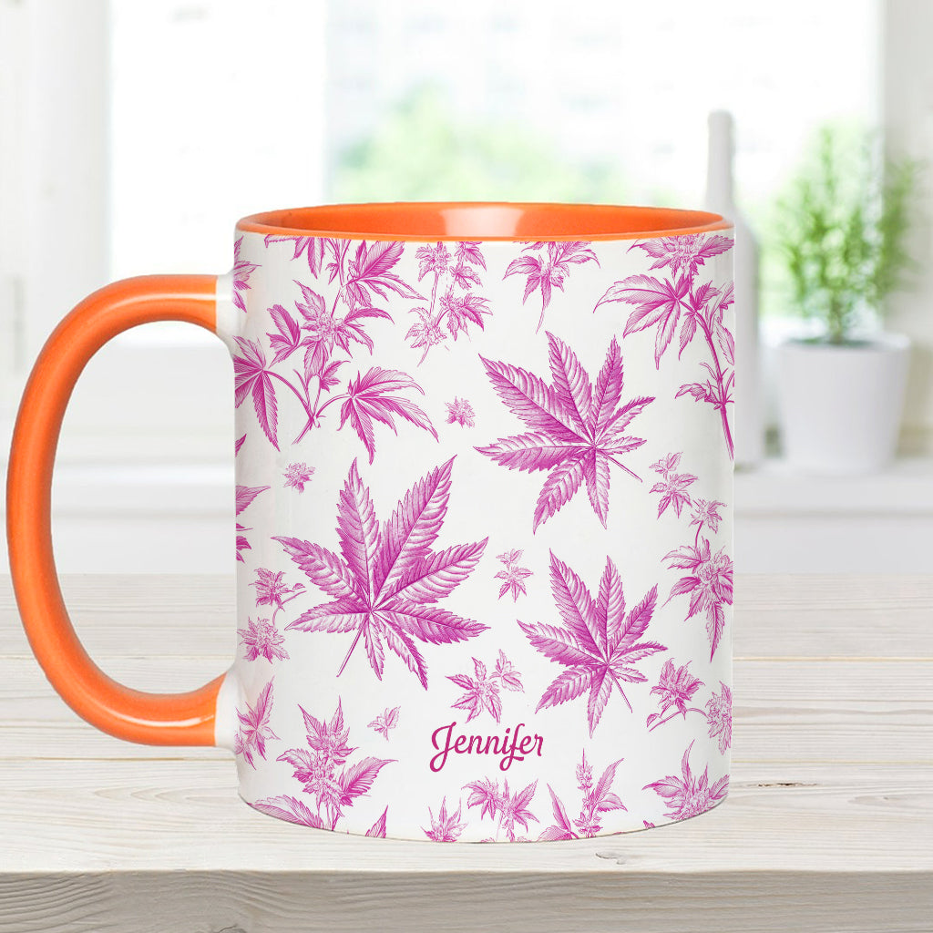 Pink Toil Marijuana Pattern - Personalized Weed Accent Mug