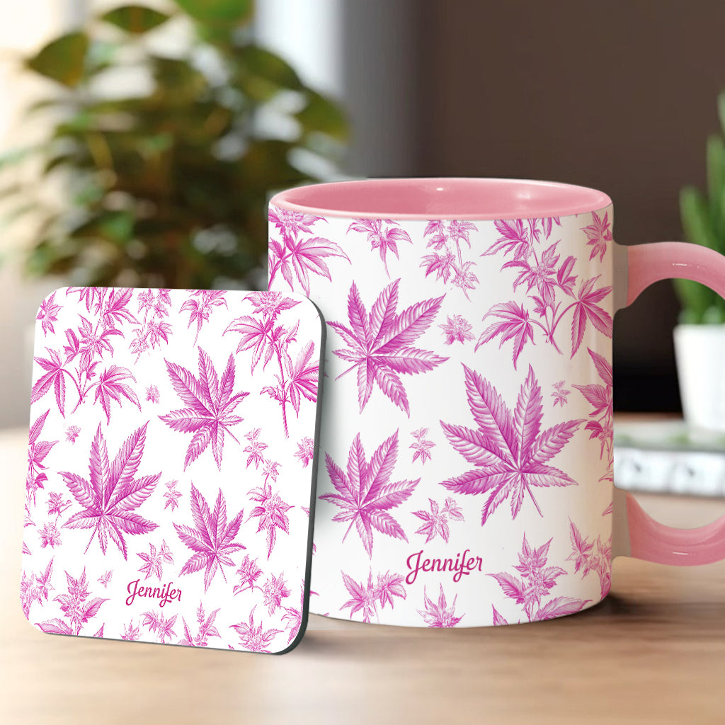 Pink Toil Marijuana Pattern - Personalized Weed Accent Mug