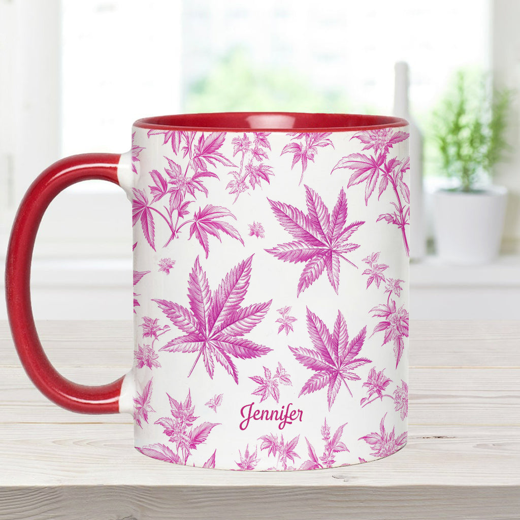 Pink Toil Marijuana Pattern - Personalized Weed Accent Mug