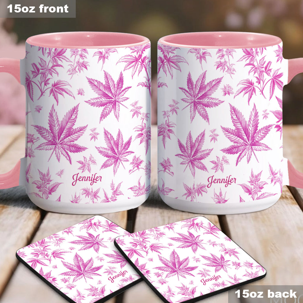 Pink Toil Marijuana Pattern - Personalized Weed Accent Mug