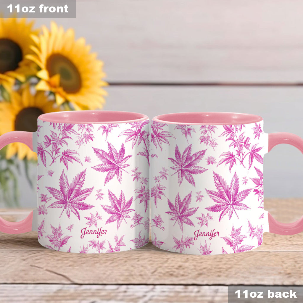 Pink Toil Marijuana Pattern - Personalized Weed Accent Mug