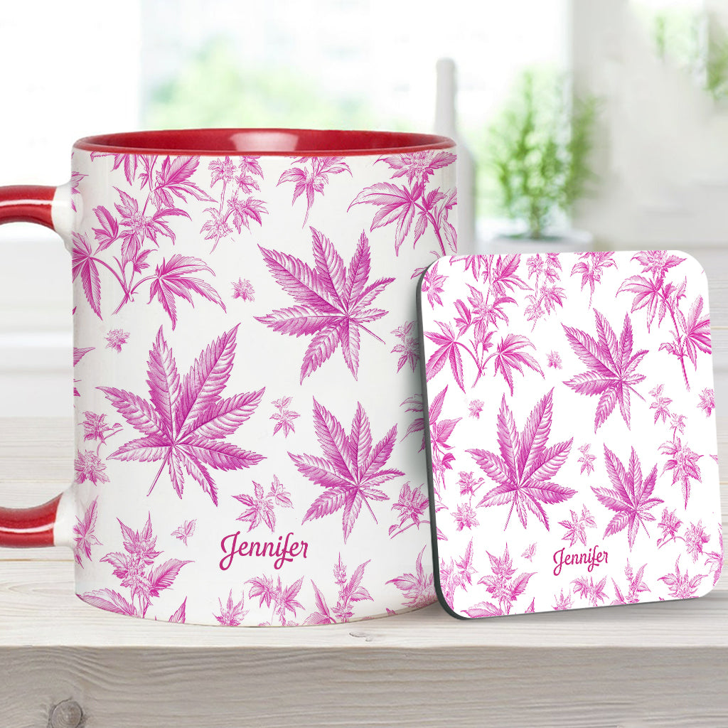 Pink Toil Marijuana Pattern - Personalized Weed Accent Mug
