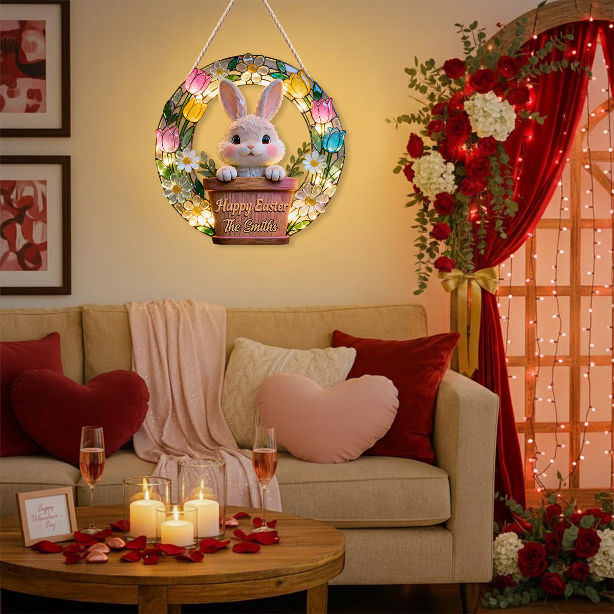 Happy Easter - Personalized Family LED Light Acrylic Sign