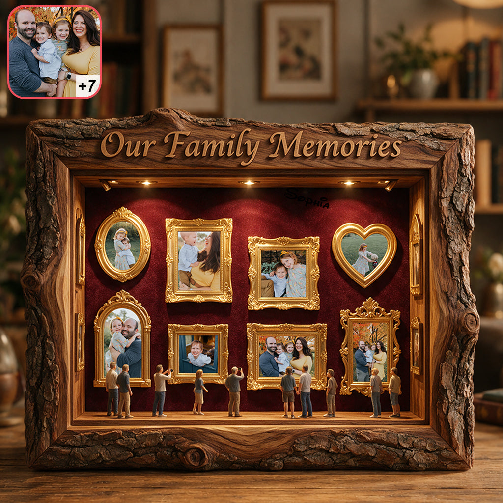 Our Memories - Personalized Family Wooden Light Shadow Box